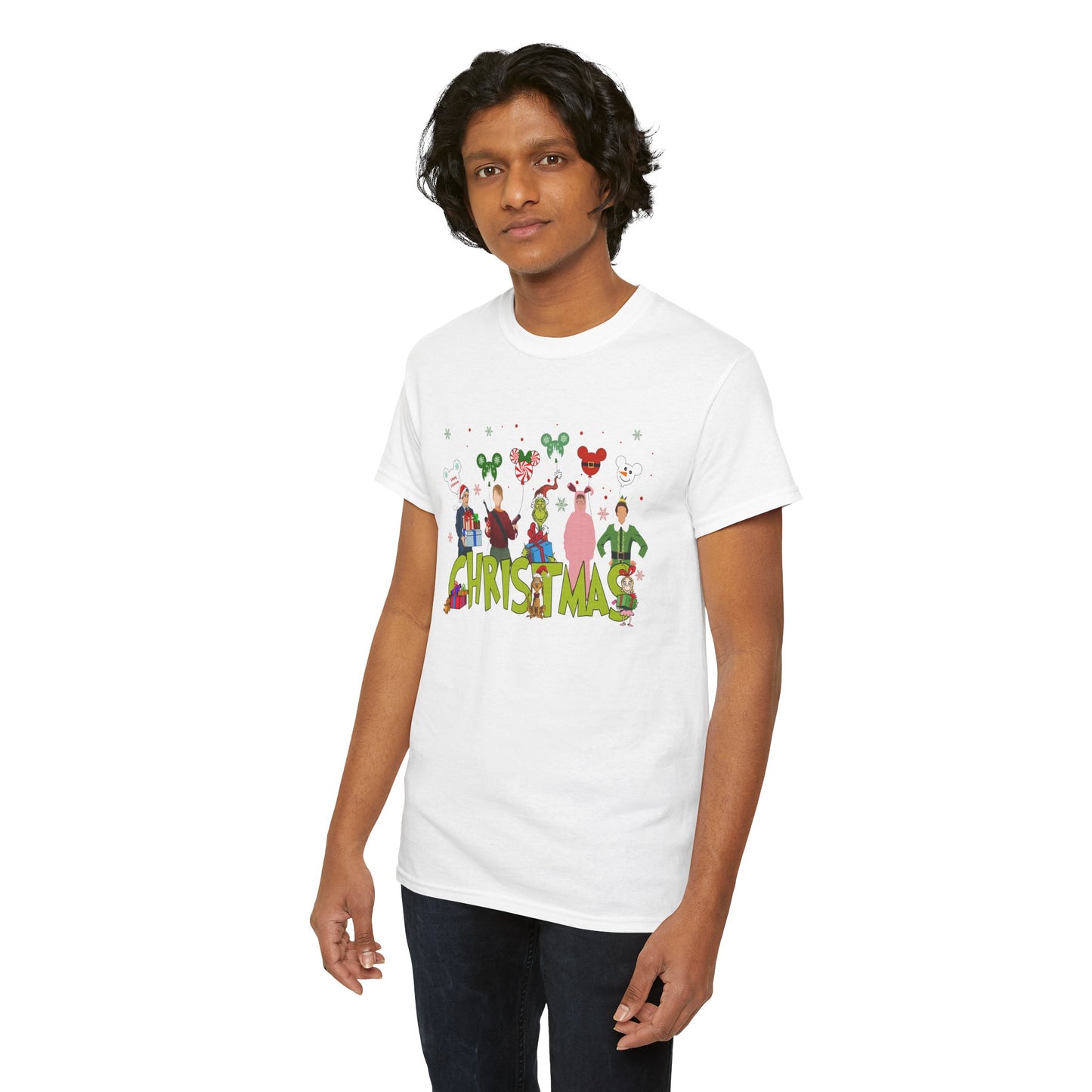 Christmas Character Squad Tee – Cute Festive Holiday Characters Unisex Heavy Cotton T-Shirt