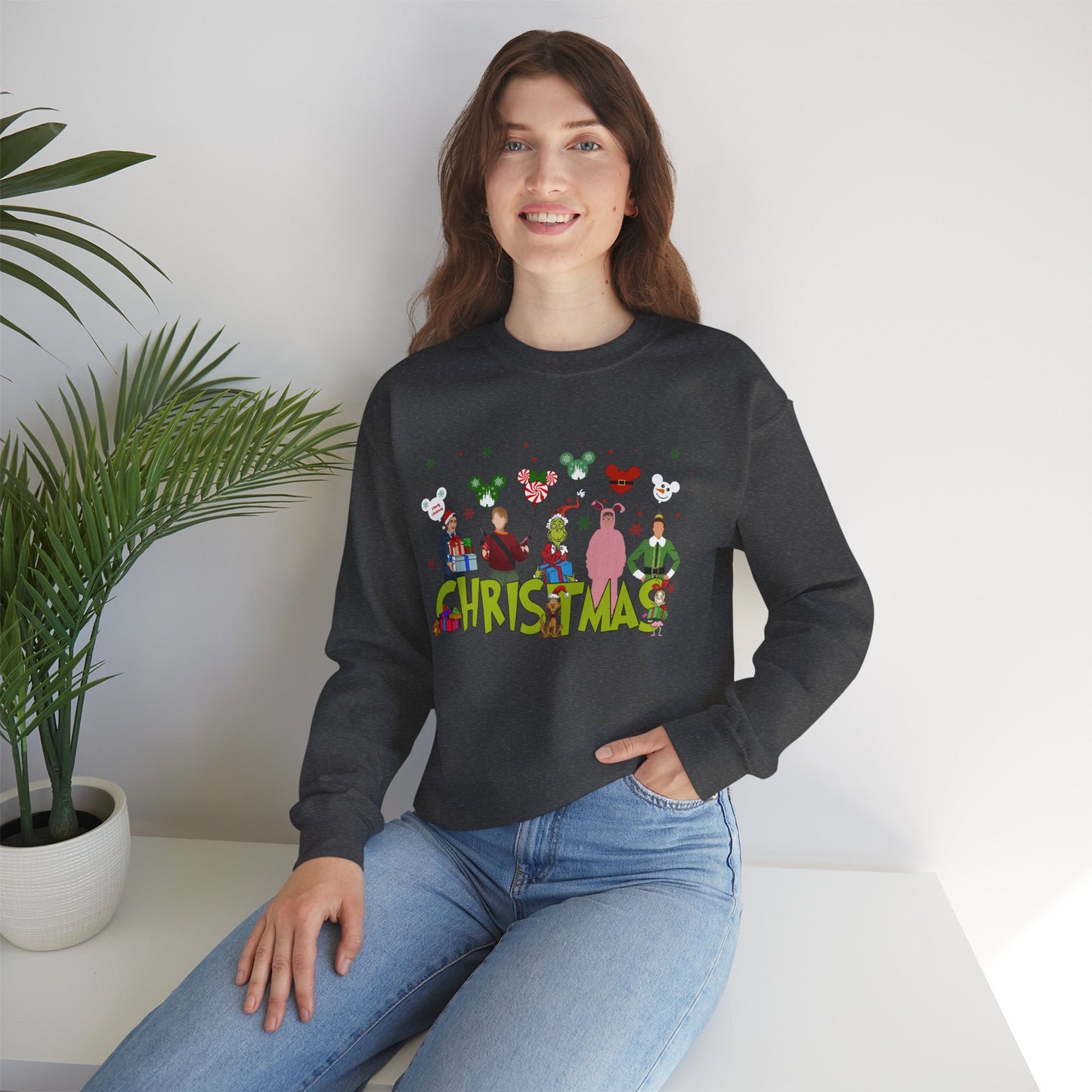 Christmas Character Squad Sweatshirt – Cute Festive Holiday Characters Unisex Heavy Blend Crewneck