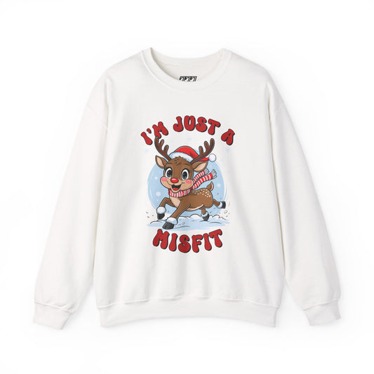 I’m Just a Misfit Unisex Heavy Blend Crewneck Sweatshirt – Cute Christmas Reindeer Holiday Sweater