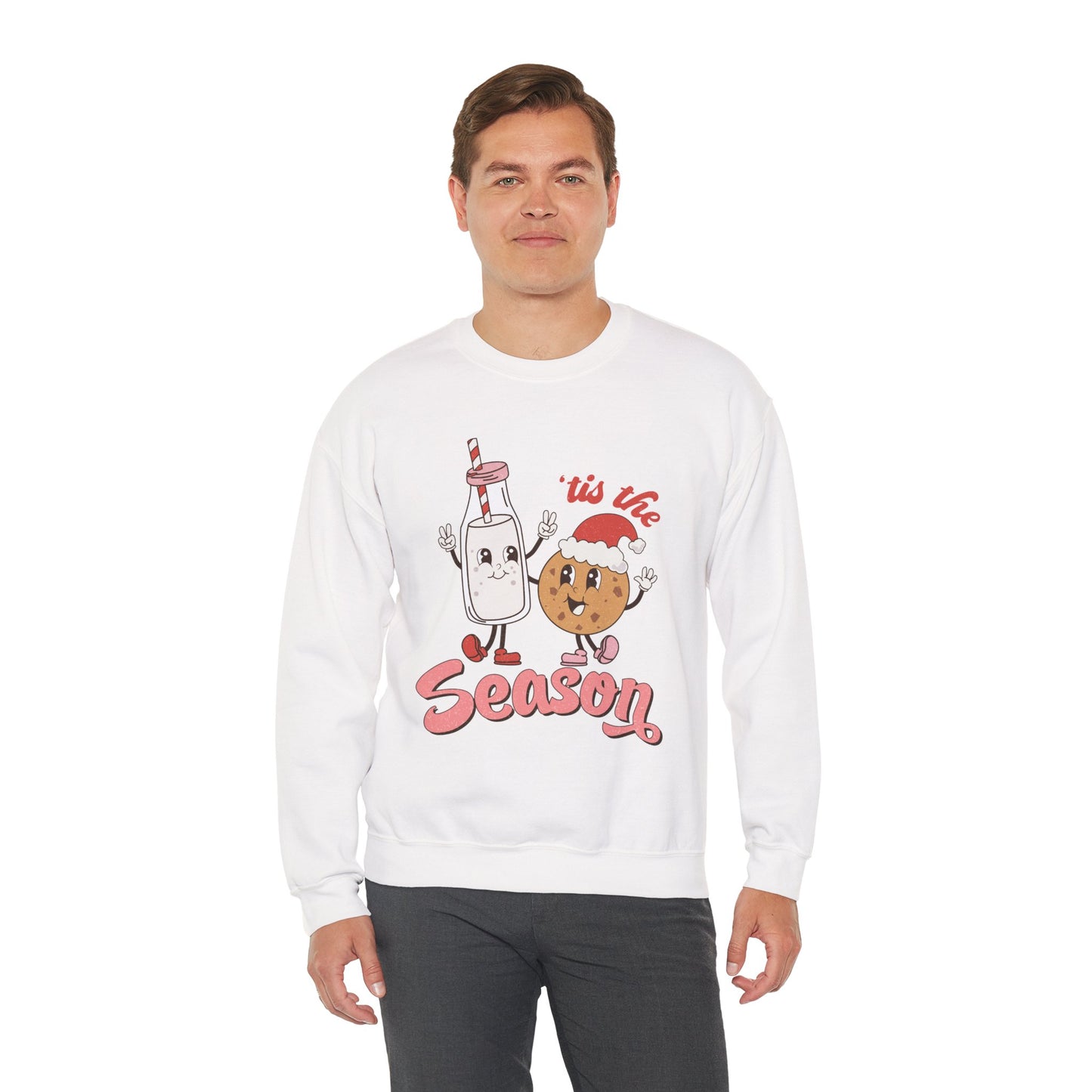 Tis The Season Milk & Cookie Christmas Unisex Heavy Blend Crewneck Sweatshirt
