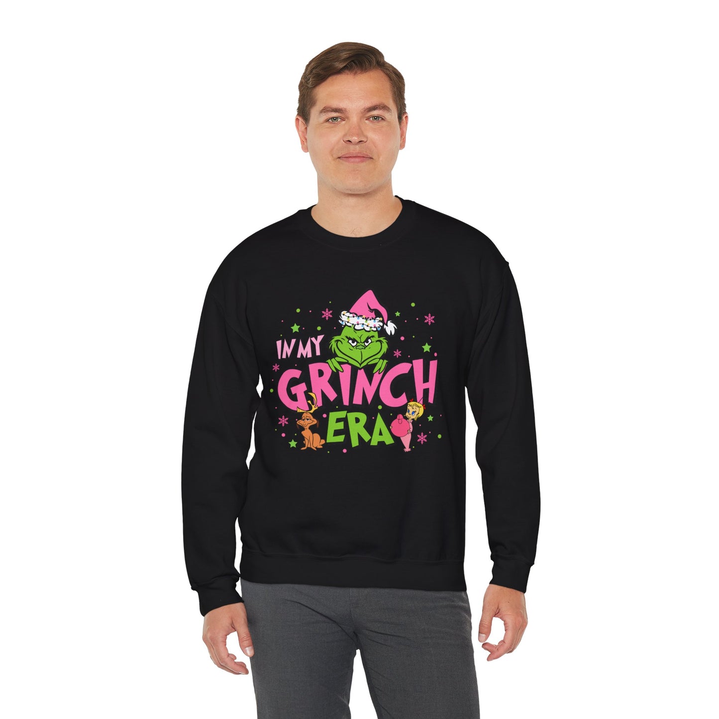 In My Grinch Era Funny Christmas Grinch-Inspired Holiday Sweatshirt – Pink Santa Festive Unisex Heavy Blend Crewneck