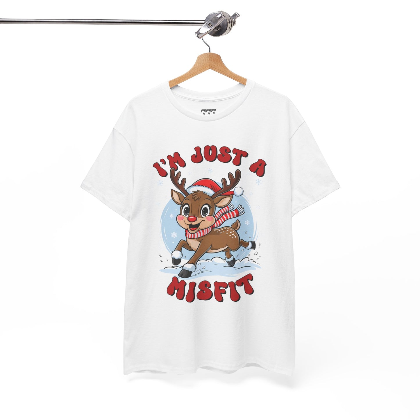 I’m Just a Misfit Unisex Heavy Cotton T-Shirt – Cute Christmas Reindeer Holiday Tee
