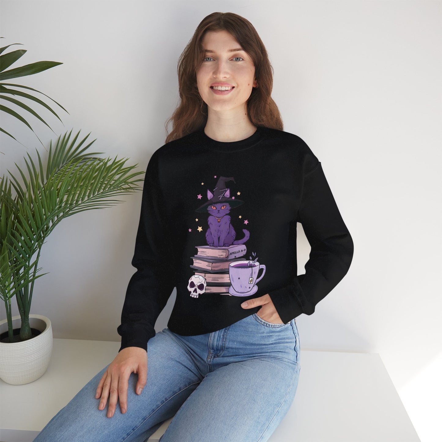Cat Witch Women’s Heavy Blend Crewneck Sweatshirt