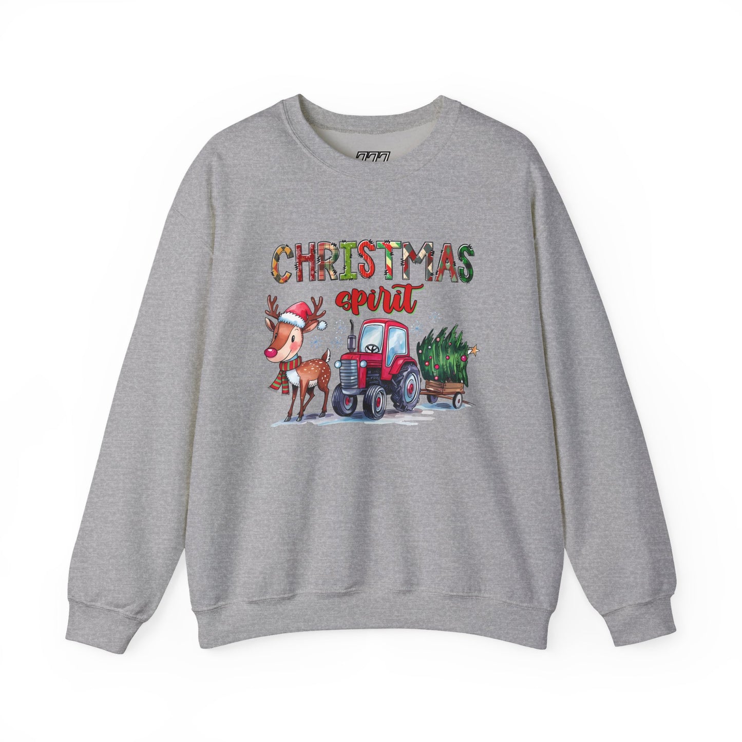 Christmas Spirit Unisex Heavy Blend Crewneck Sweatshirt – Cute Reindeer & Red Tractor Holiday Sweater