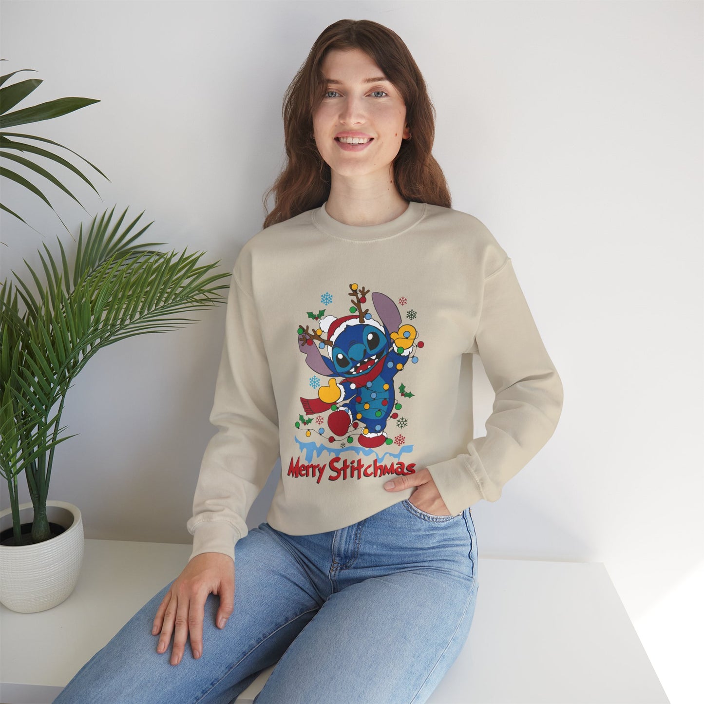 Merry Stitchmas Sweatshirt – Cute Holiday Alien Unisex Heavy Blend Crewneck