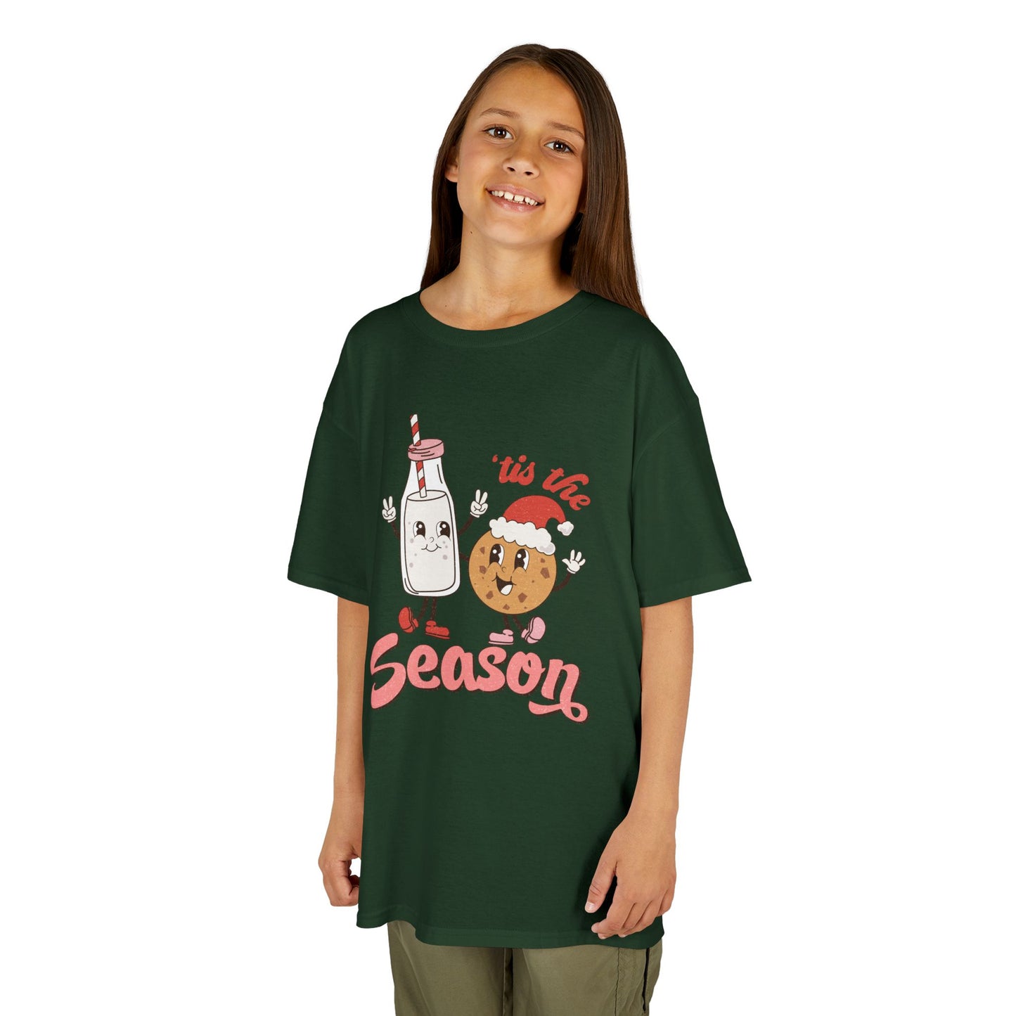 Tis The Season Kids Christmas T-Shirt – Cute Milk & Cookie Holiday Tee