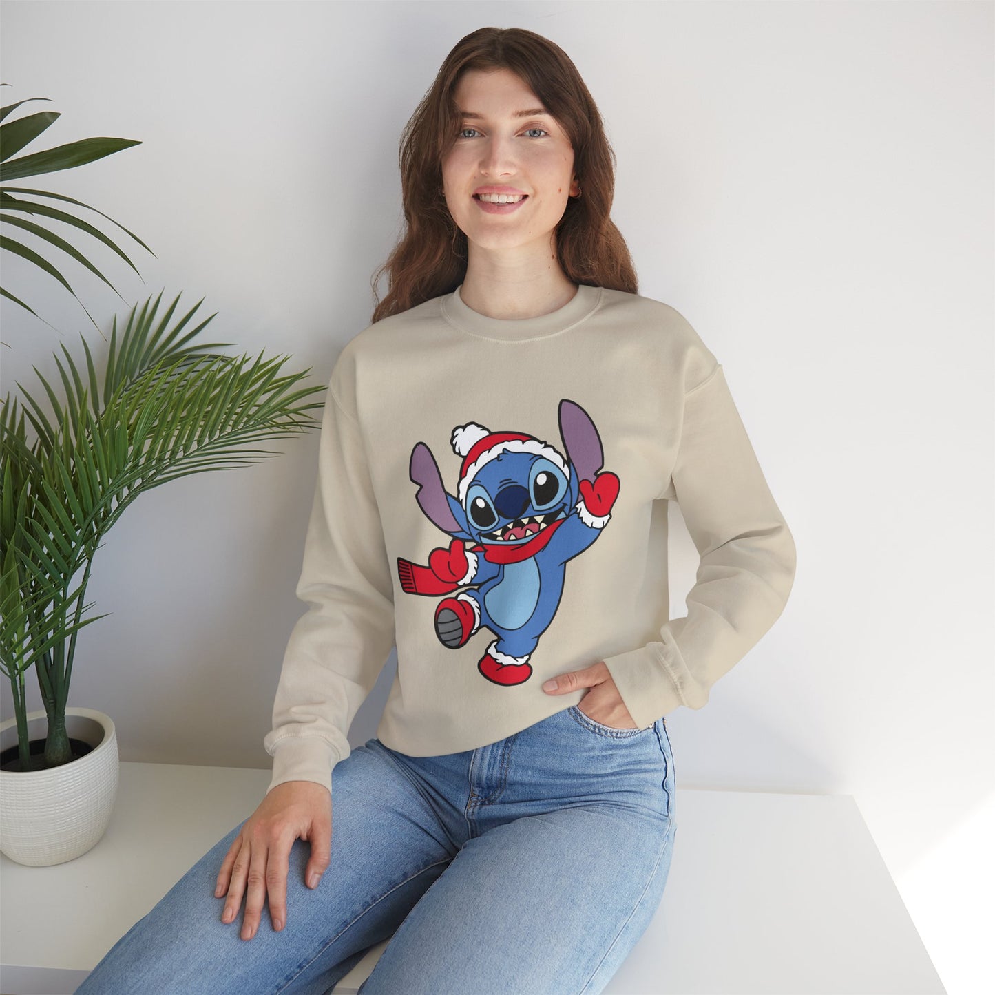 Festive Alien Christmas Crewneck – Cute Blue Alien Holiday Sweatshirt (Unisex)