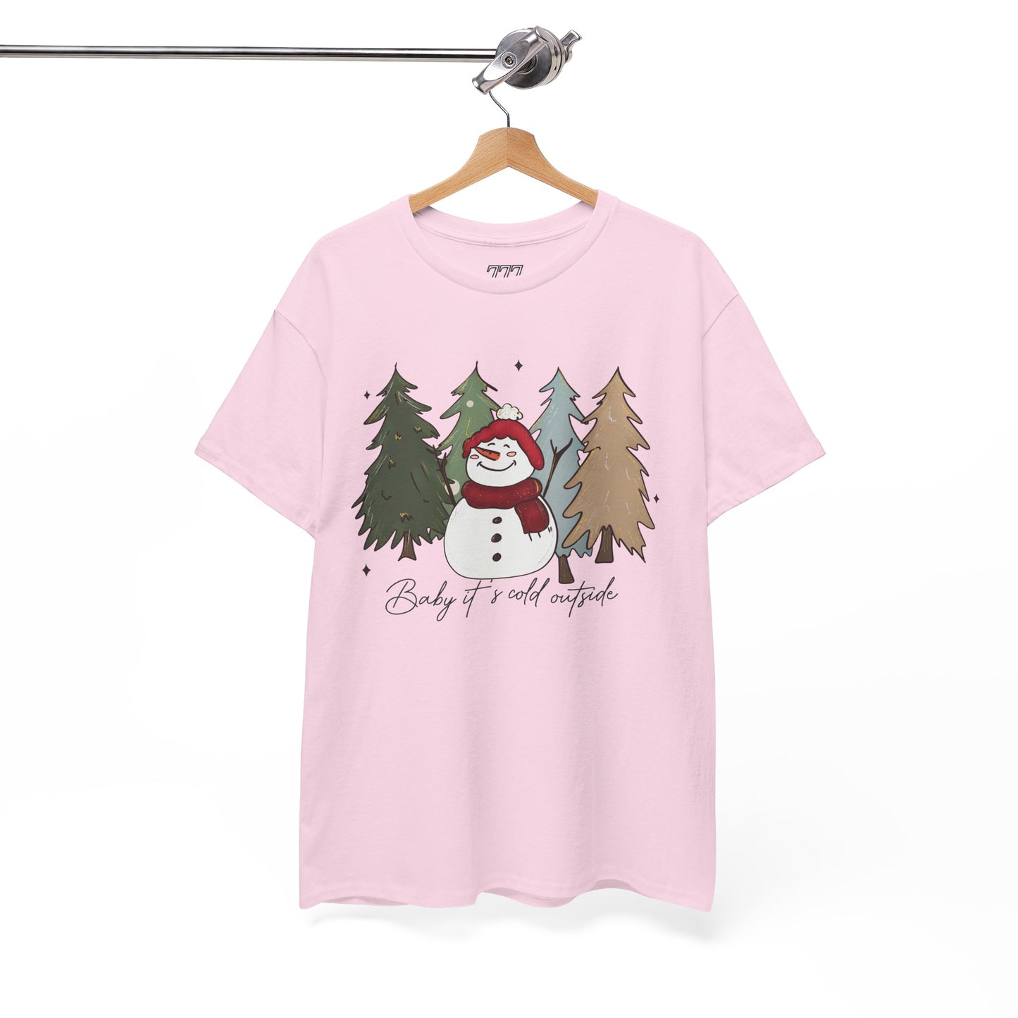 Baby It’s Cold Outside Snowman Christmas Tee – Cozy Winter Aesthetic Holiday Unisex Heavy Cotton T-Shirt