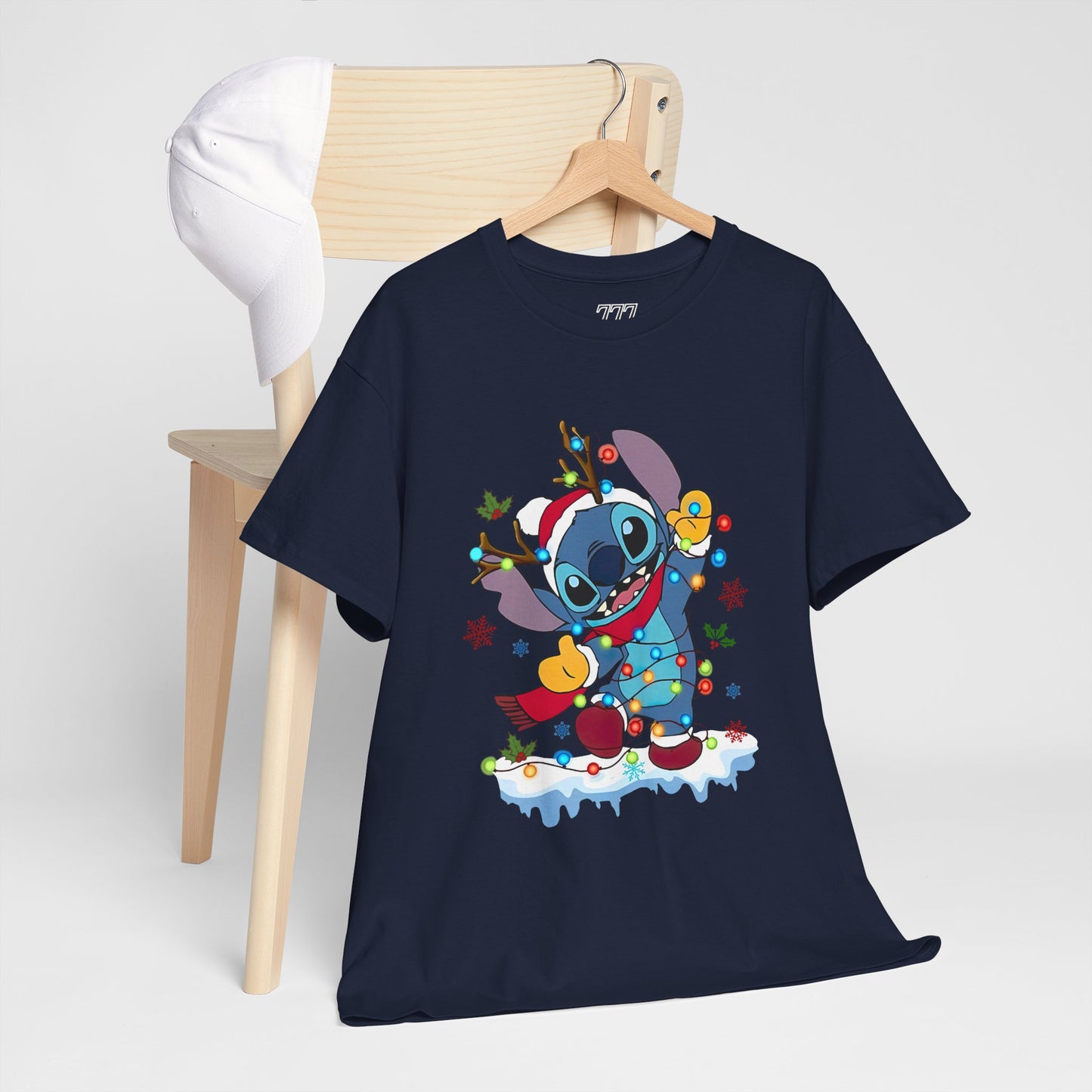 Festive Blue Alien Christmas Lights T-Shirt – Cute Holiday Unisex Tee