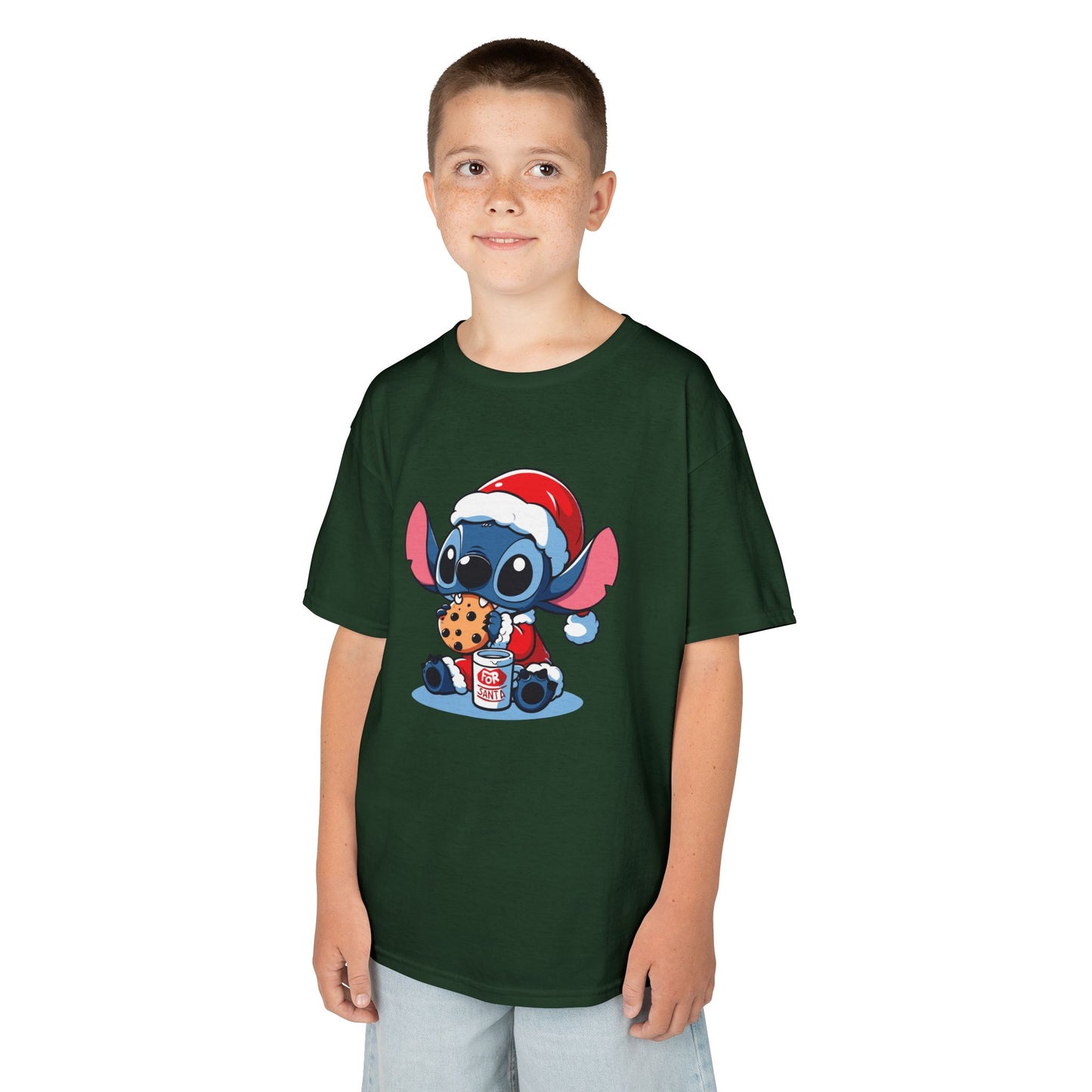 Saint Stitch Christmas Kids T-Shirt – Cute Holiday Alien Heavy Cotton Tee