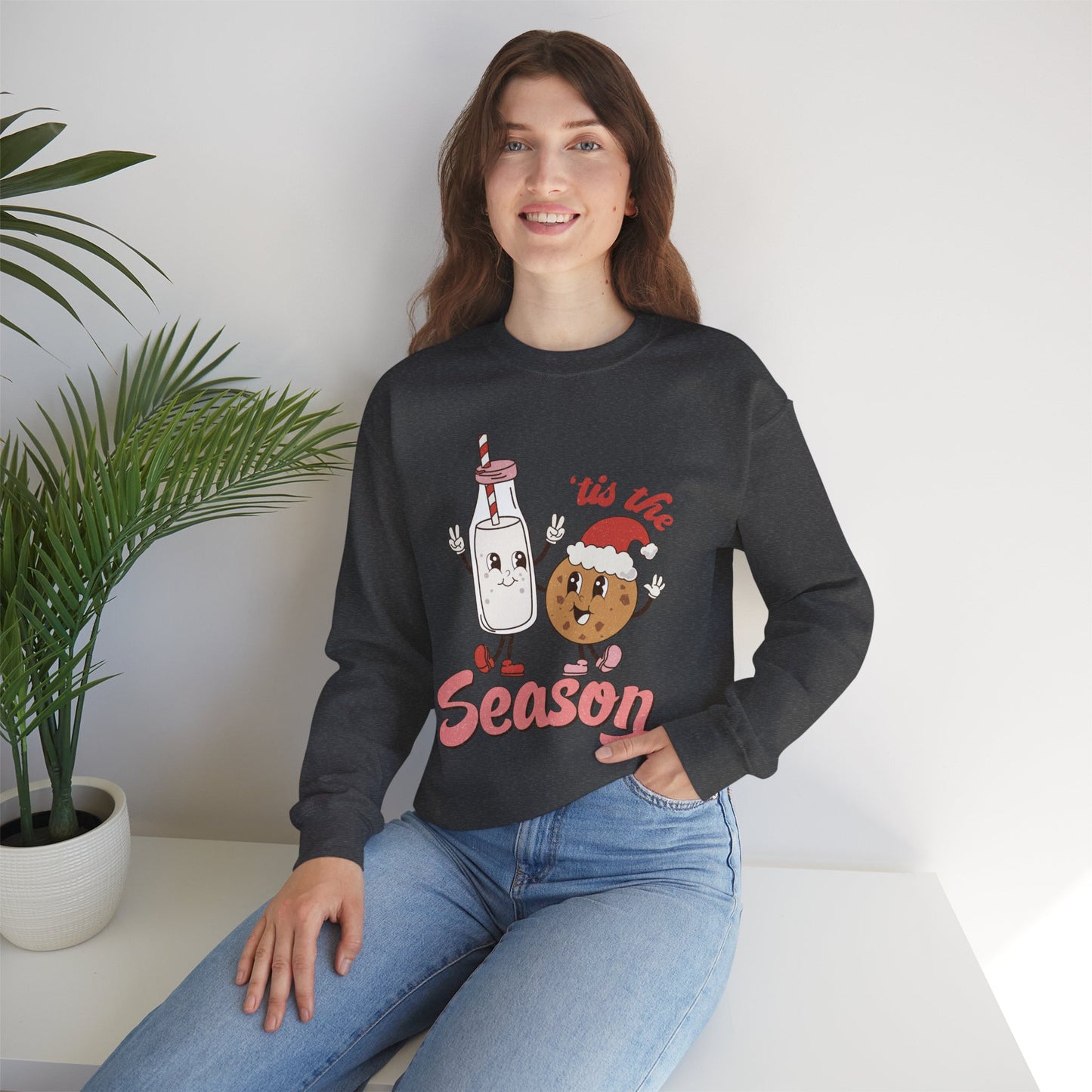 Tis The Season Milk & Cookie Christmas Unisex Heavy Blend Crewneck Sweatshirt