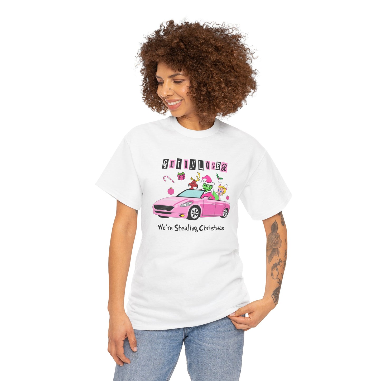 Get In Loser We’re Stealing Christmas T-Shirt – Funny Green Holiday Creature Tee (Unisex)