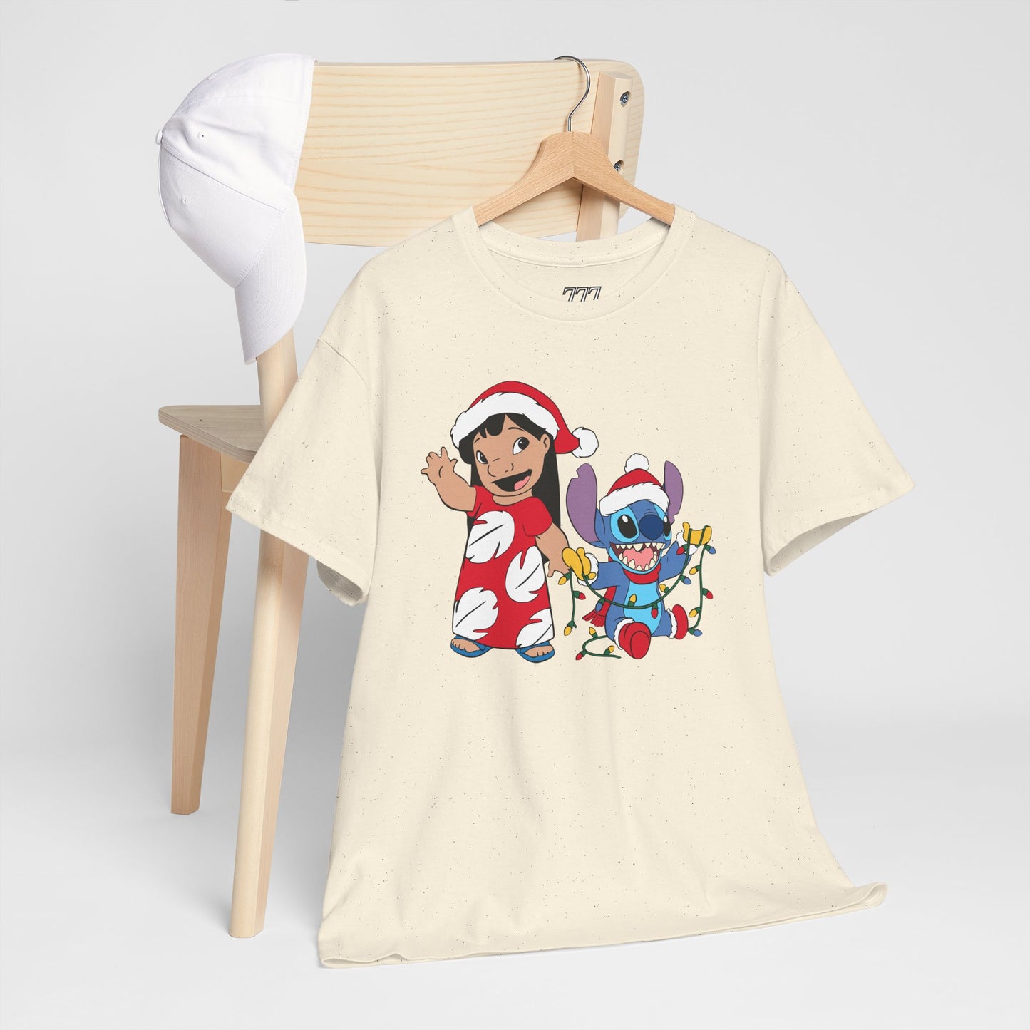 Island Holiday Duo T-Shirt – Festive Blue Alien & Girl Graphic Tee