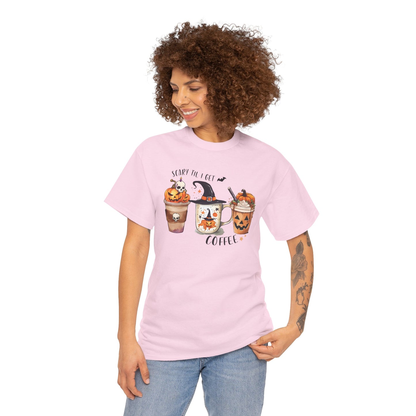 Scary Till I Get My Coffee II Unisex Heavy Cotton T-Shirt