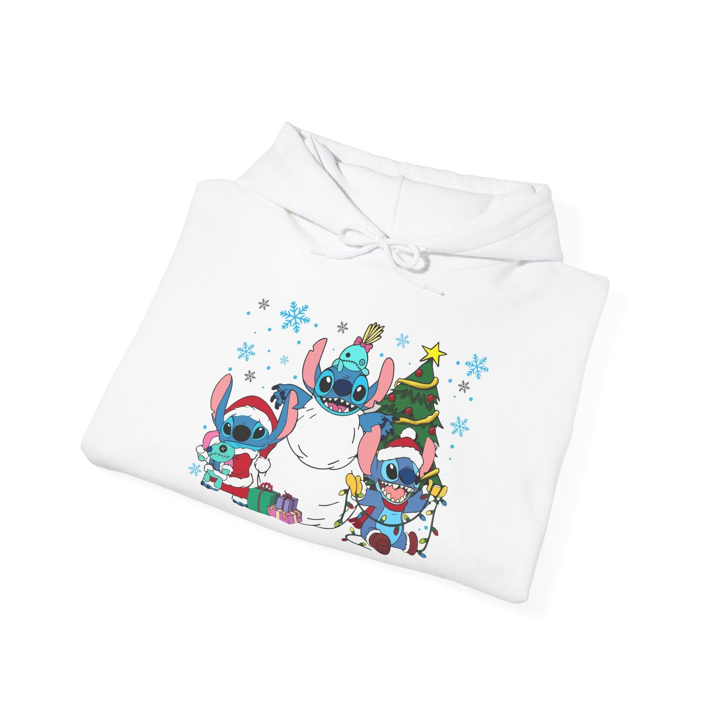 Stitch Christmas Vibes Hoodie – Cute Holiday Trio Unisex Heavy Blend Sweatshirt