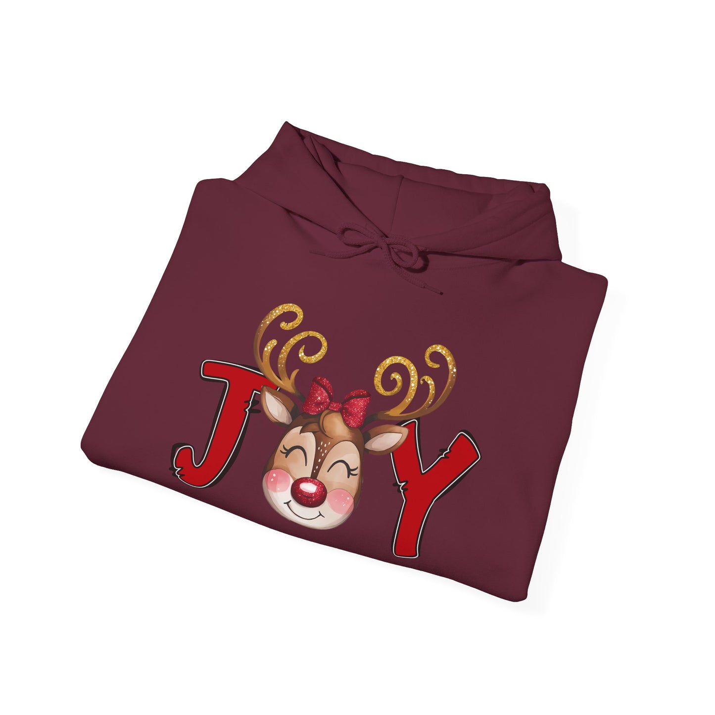 Reindeer Joy Women’s Christmas Hoodie – Cute Holiday Reindeer Heavy Blend Hooded Sweatshirt
