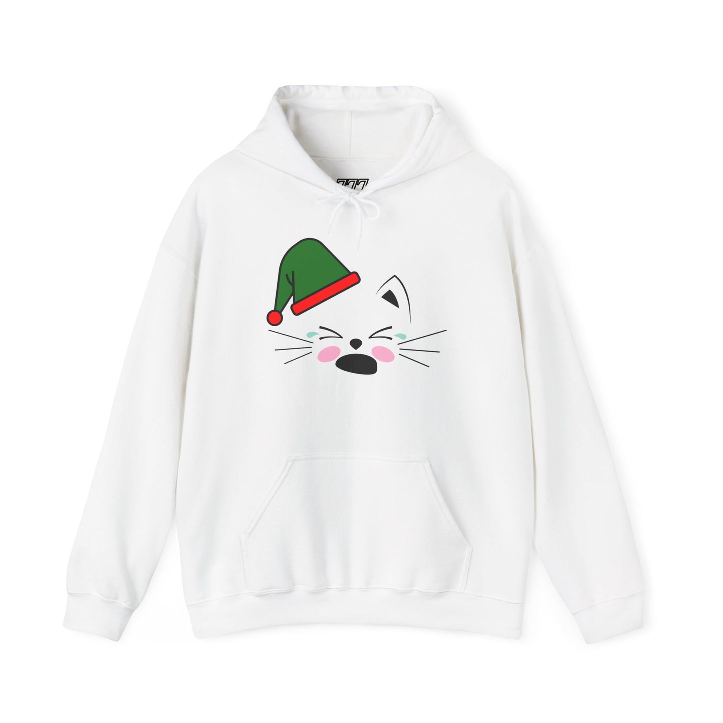 Elf Cat Christmas Hoodie – Cute Kawaii Cat Holiday Hooded Sweatshirt (Unisex)