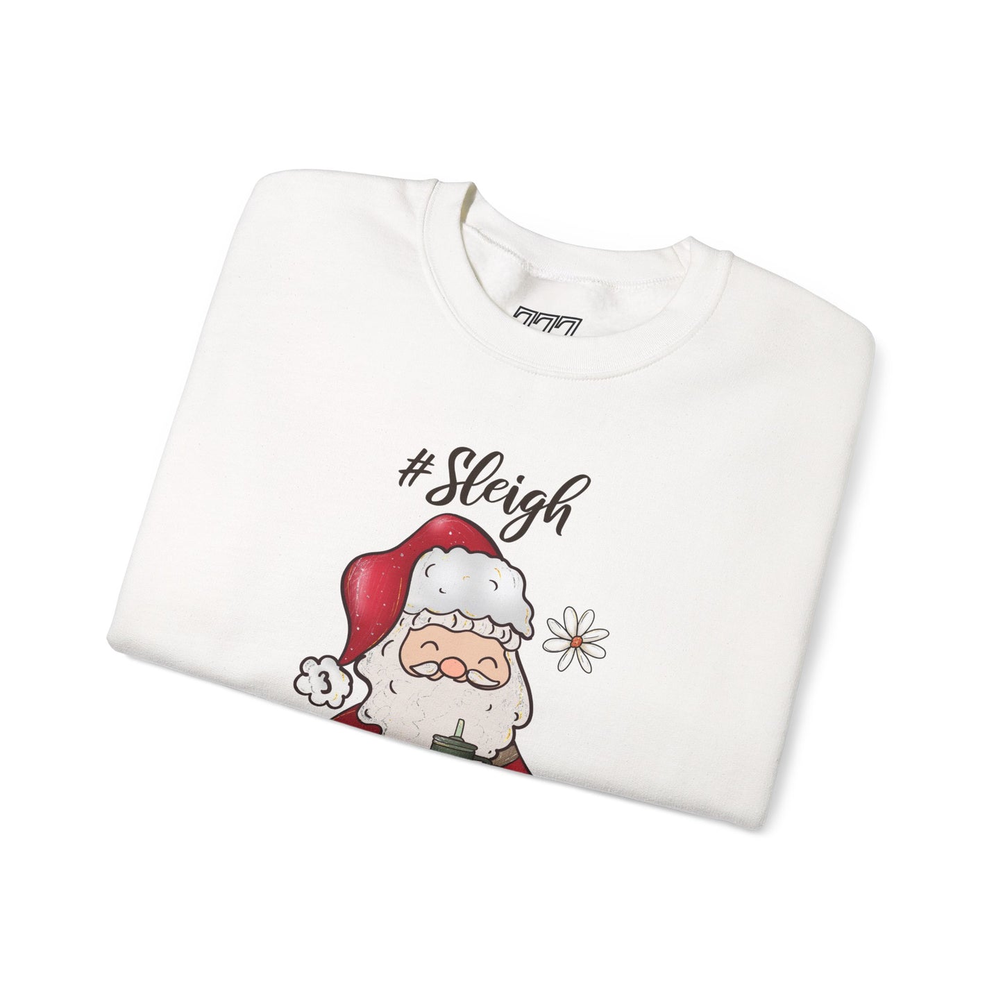 #Sleigh Funny Santa Christmas Sweatshirt – Cute Holiday Hashtag Graphic Unisex Heavy Blend Crewneck