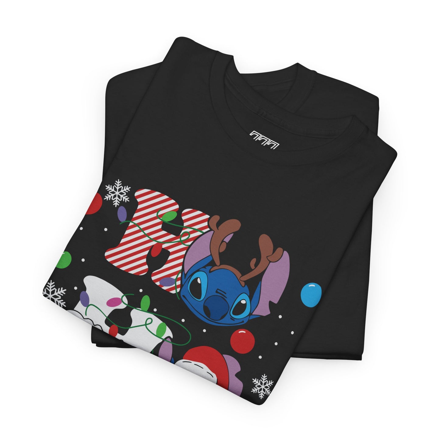 Stacked Stitch Christmas T-Shirt – Cute Holiday Characters Unisex Graphic Tee