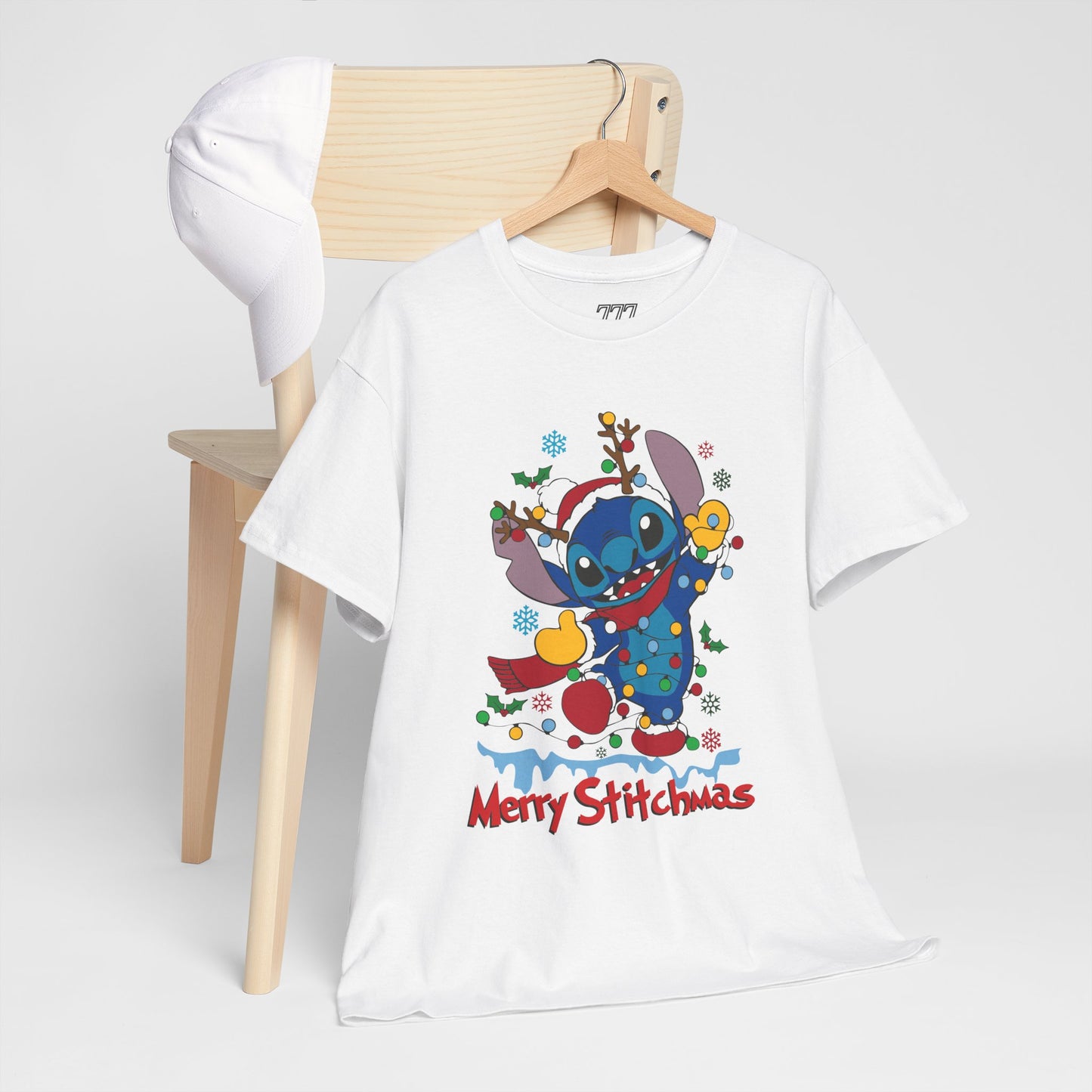 Merry Stitchmas T-Shirt – Cute Holiday Alien Unisex Heavy Cotton Tee