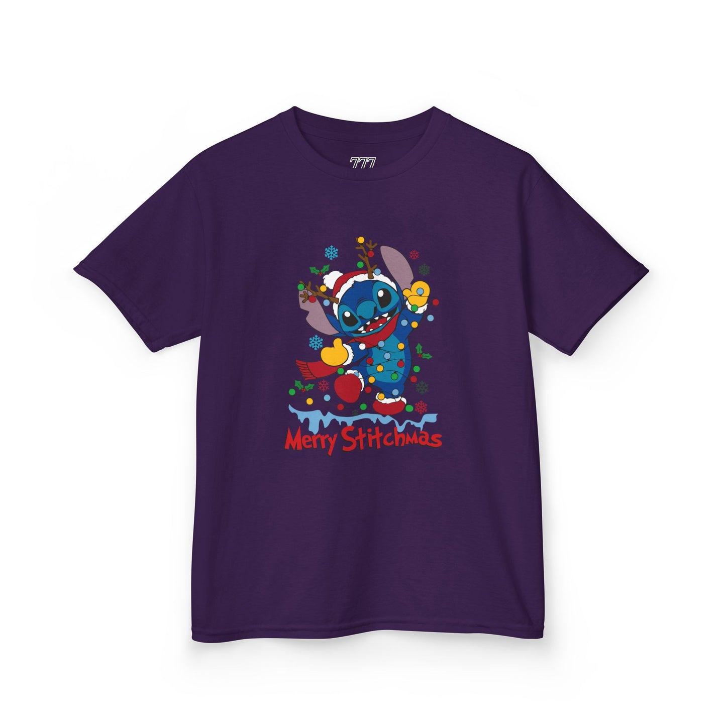 Merry Stitchmas Kids T-Shirt – Cute Holiday Alien Heavy Cotton Tee