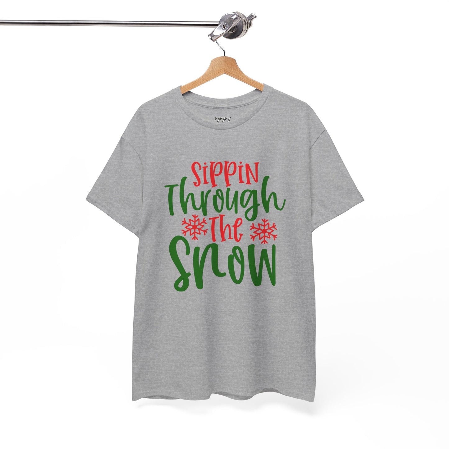 Sippin’ Through The Snow T-Shirt – Festive Holiday Beverage Unisex Heavy Cotton Tee