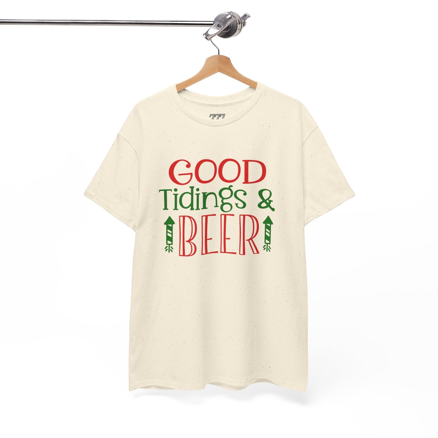 Good Tidings & Beer T-Shirt – Funny Christmas Drinking Unisex Heavy Cotton Tee