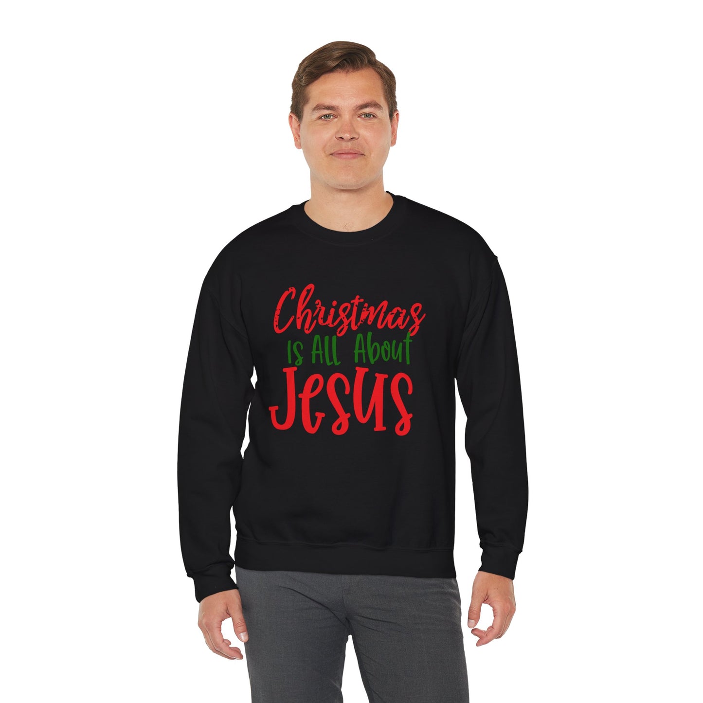 Christmas Is All About Jesus Sweatshirt – Christian Holiday Unisex Heavy Blend Crewneck