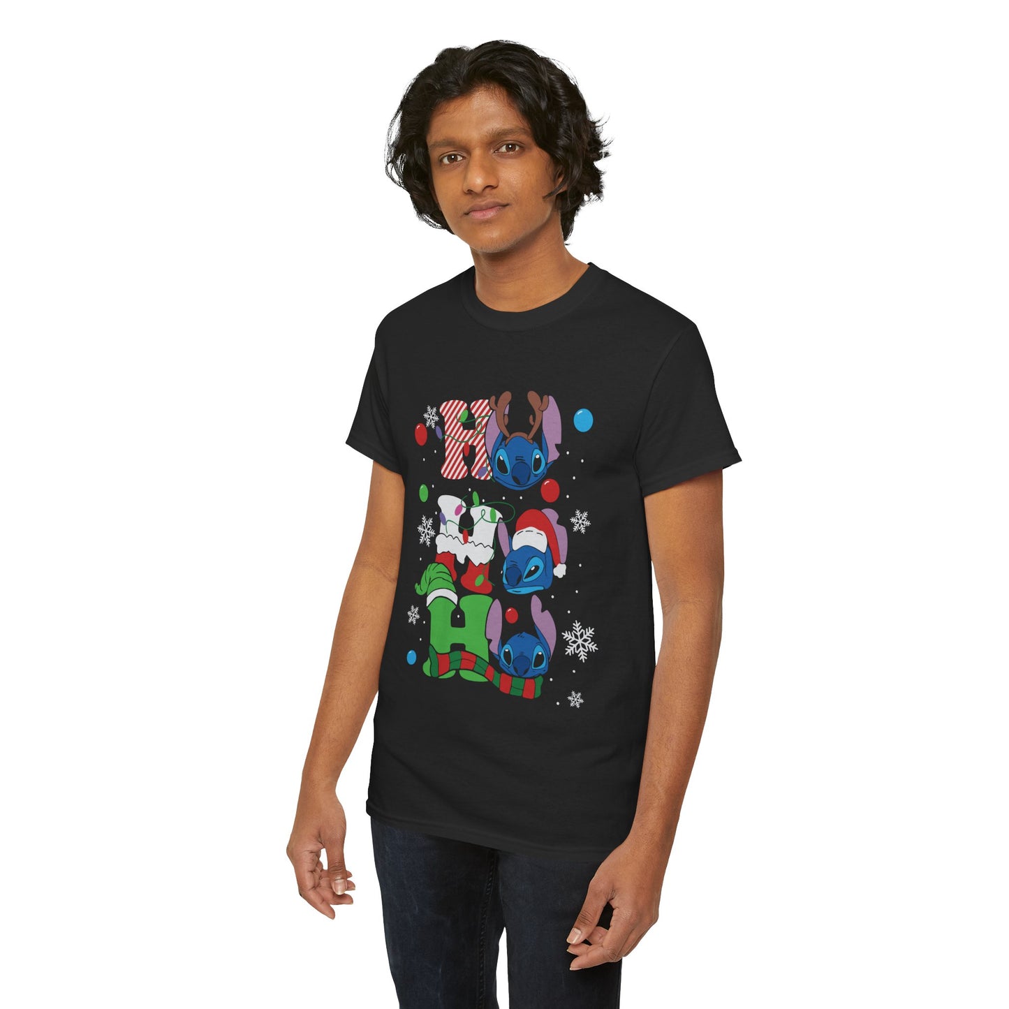 Stacked Stitch Christmas T-Shirt – Cute Holiday Characters Unisex Graphic Tee