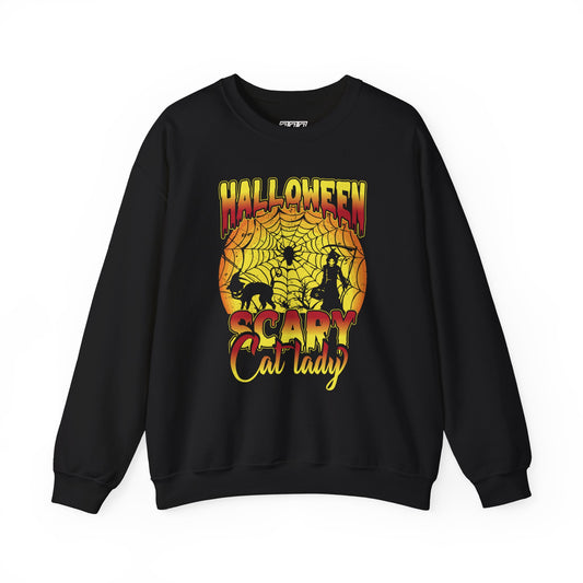 Halloween Scary Cat Lady Unisex Heavy Blend Crewneck Sweatshirt