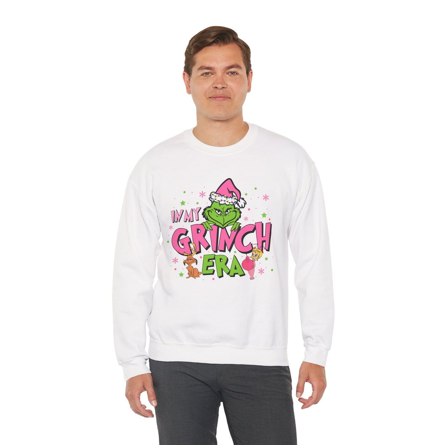 In My Grinch Era Funny Christmas Grinch-Inspired Holiday Sweatshirt – Pink Santa Festive Unisex Heavy Blend Crewneck