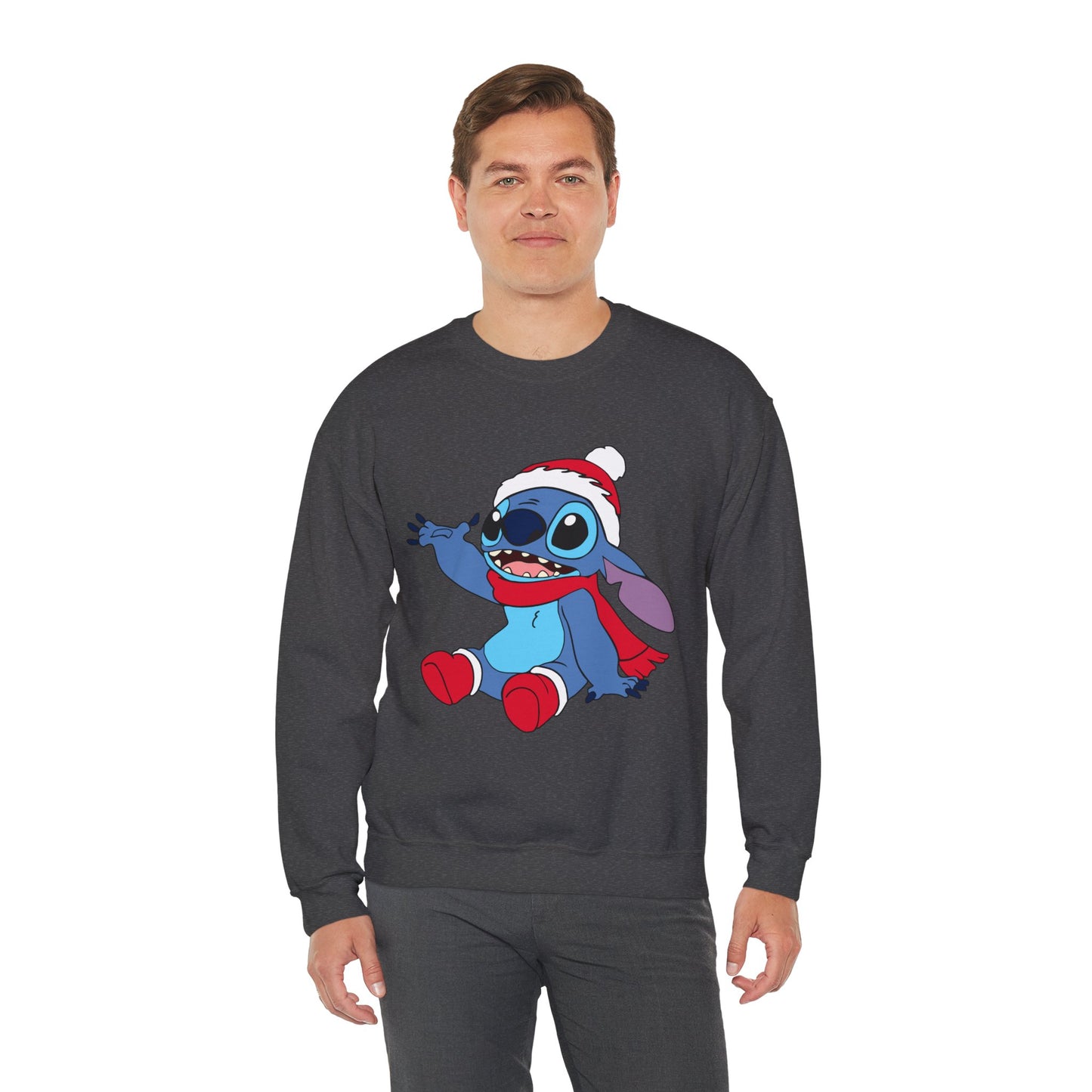 Jolly Alien Christmas Crewneck – Cute Blue Alien Holiday Sweatshirt (Unisex)