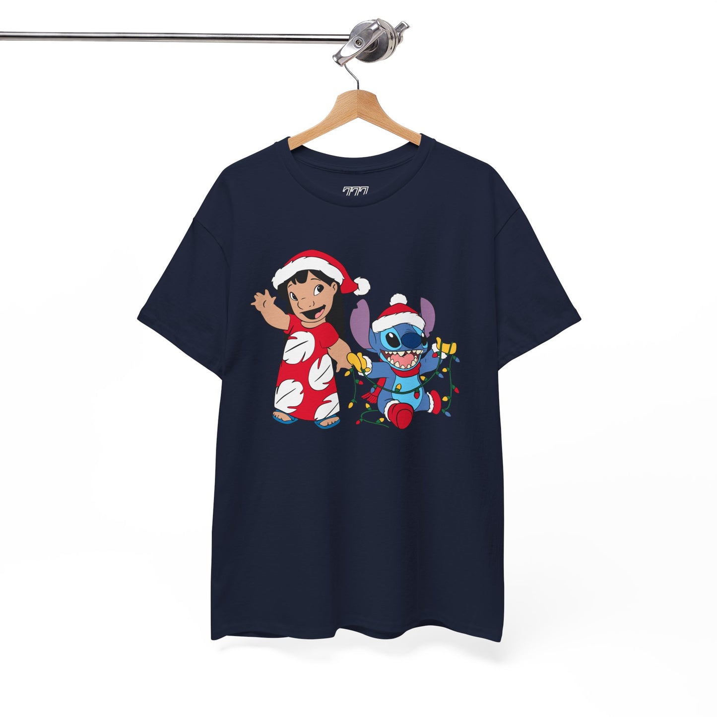 Island Holiday Duo T-Shirt – Festive Blue Alien & Girl Graphic Tee