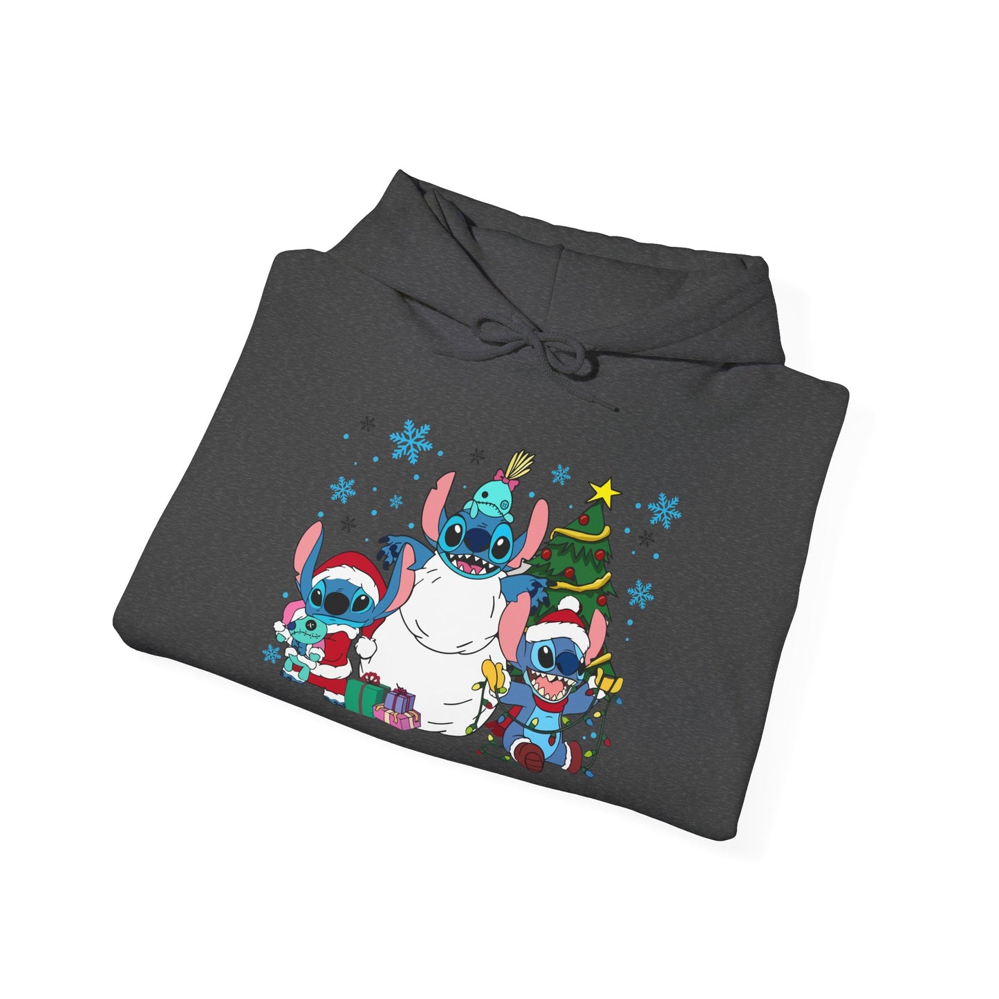 Stitch Christmas Vibes Hoodie – Cute Holiday Trio Unisex Heavy Blend Sweatshirt