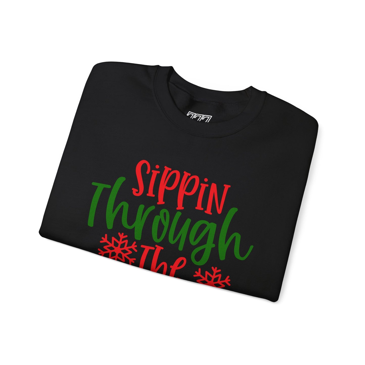 Sippin’ Through The Snow Sweatshirt – Festive Holiday Unisex Heavy Blend Crewneck