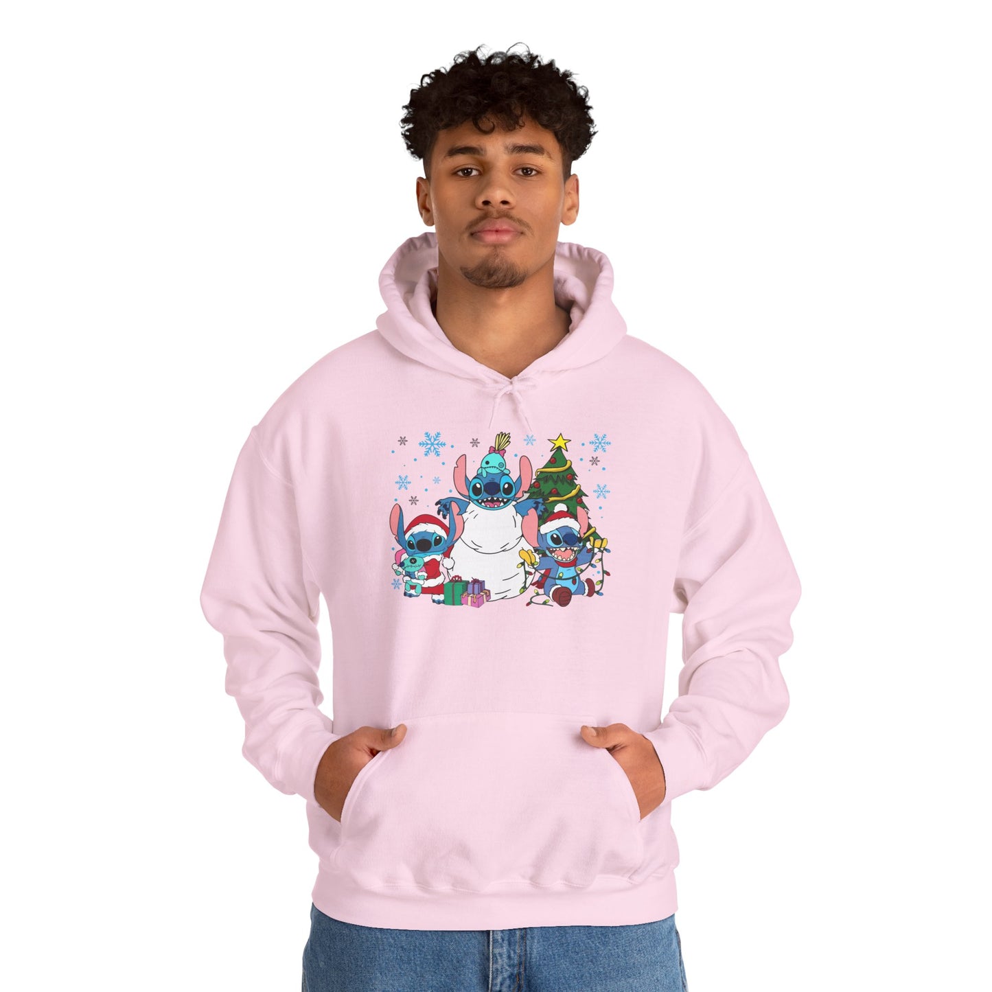 Stitch Christmas Vibes Hoodie – Cute Holiday Trio Unisex Heavy Blend Sweatshirt
