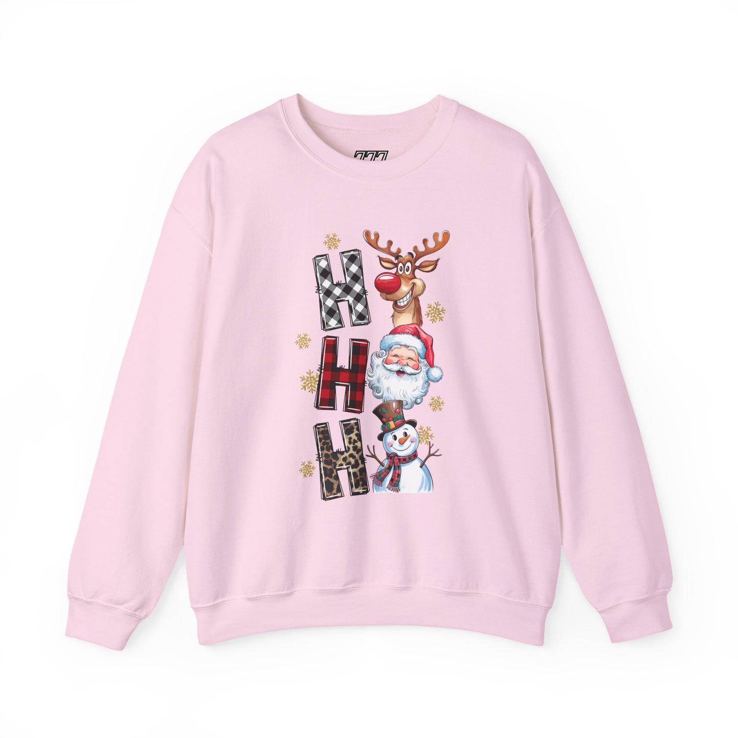 HO HO HO Christmas Unisex Heavy Blend Crewneck Sweatshirt – Santa, Reindeer & Snowman Holiday Sweater