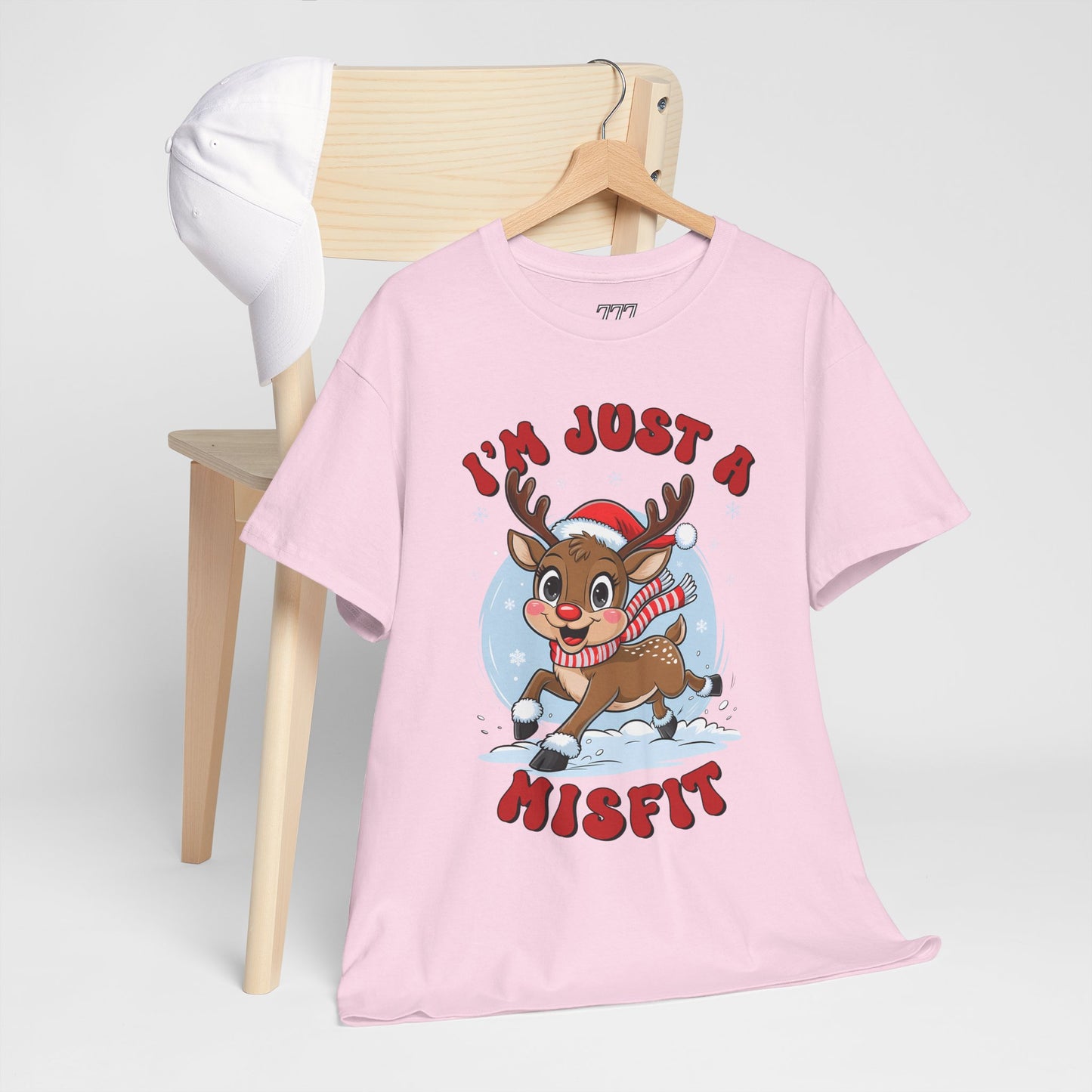 I’m Just a Misfit Unisex Heavy Cotton T-Shirt – Cute Christmas Reindeer Holiday Tee