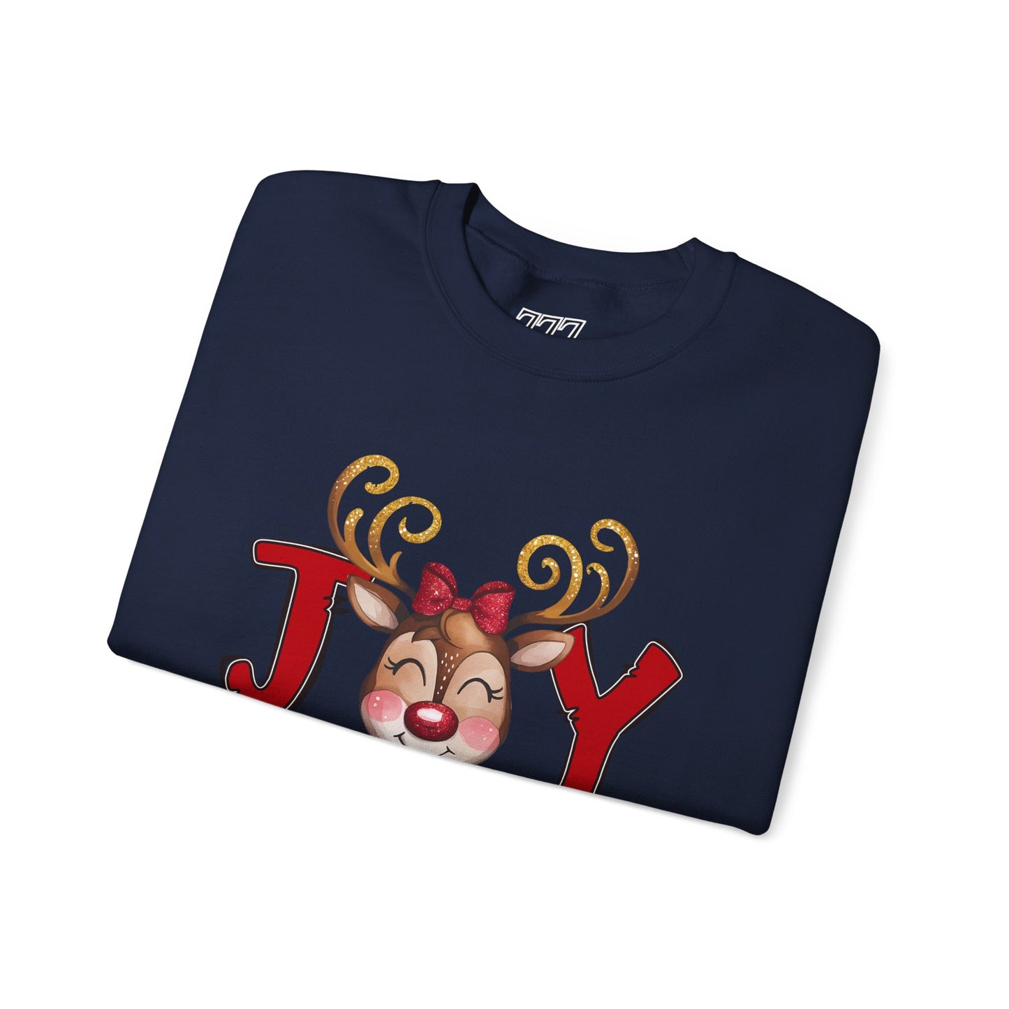 Reindeer Joy Women’s Christmas Crewneck Sweatshirt – Cute Holiday Reindeer Heavy Blend Sweater