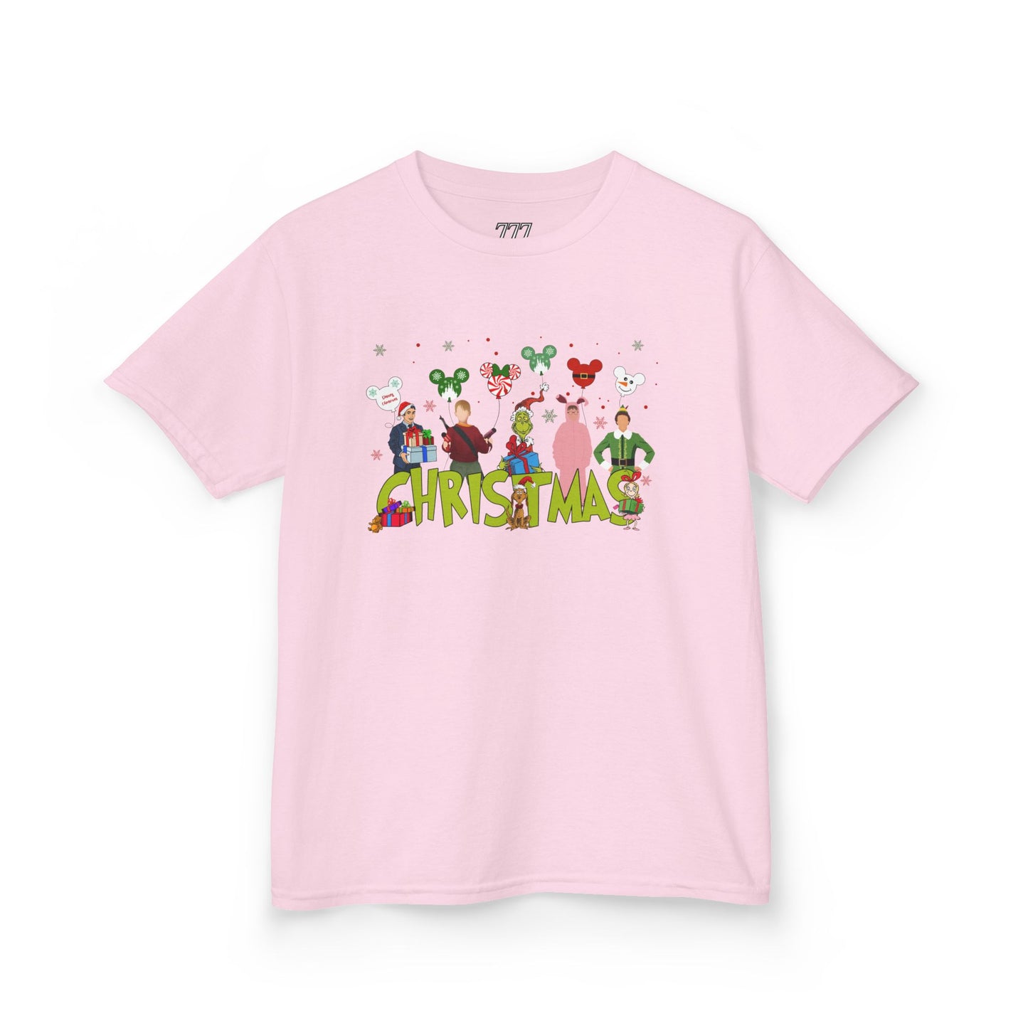 Christmas Character Squad Kids Christmas Tee – Cute Festive Holiday Characters Kids Heavy Cotton T-Shirt