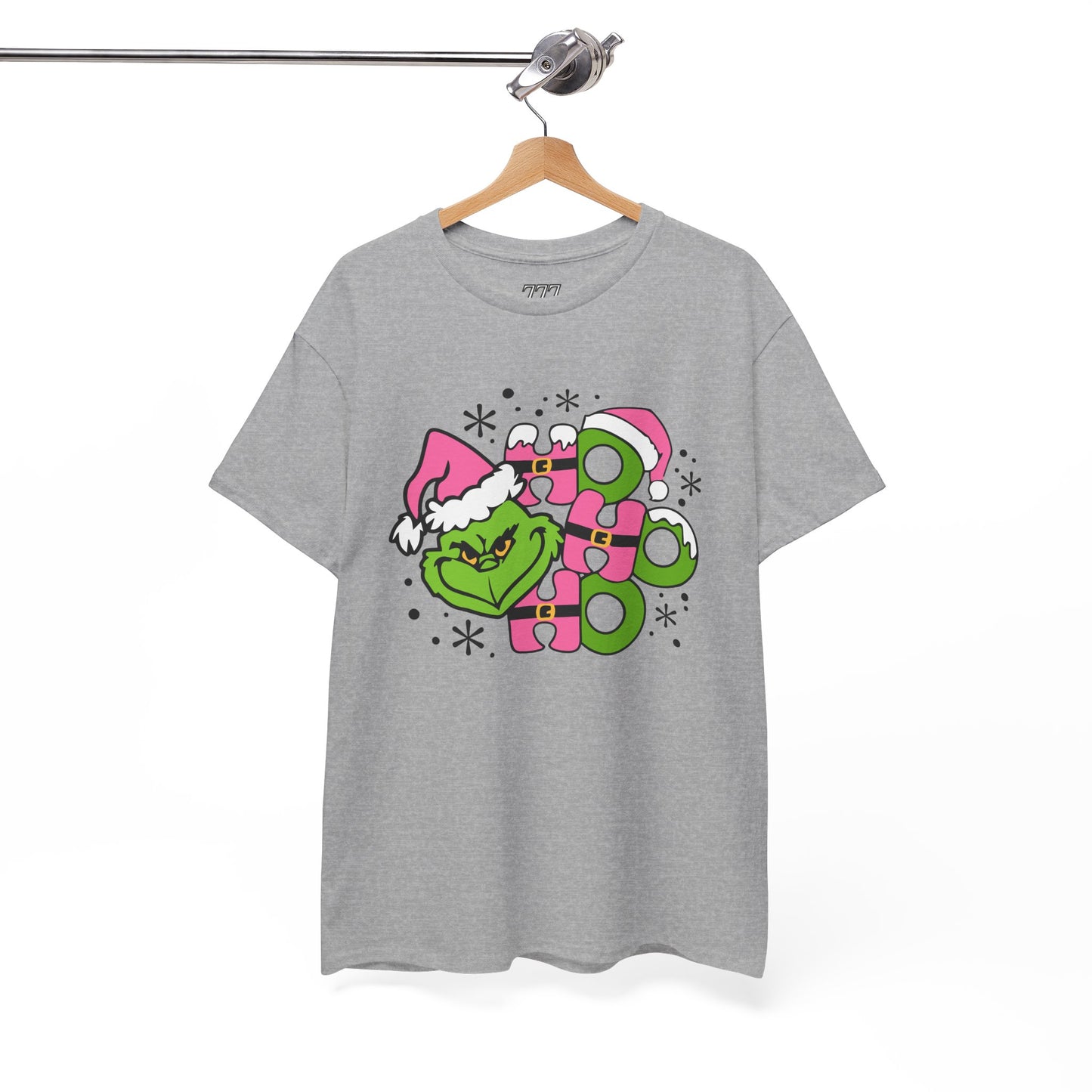 HO HO HO Funny Christmas Grinch-Inspired Holiday Tee – Cute Pink Santa Unisex Heavy Cotton T-Shirt