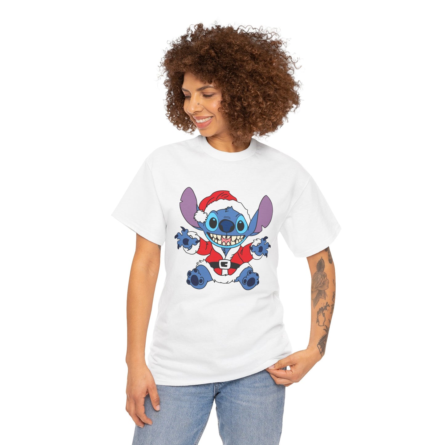 Alien Santa Christmas T-Shirt – Cute Blue Alien Holiday Graphic Tee (Unisex)