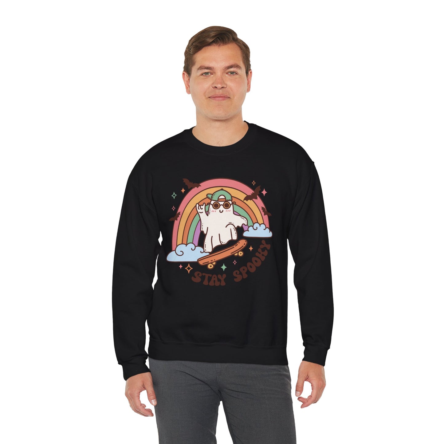 Stay Spooky Ghost Skater Unisex Heavy Blend Crewneck Sweatshirt