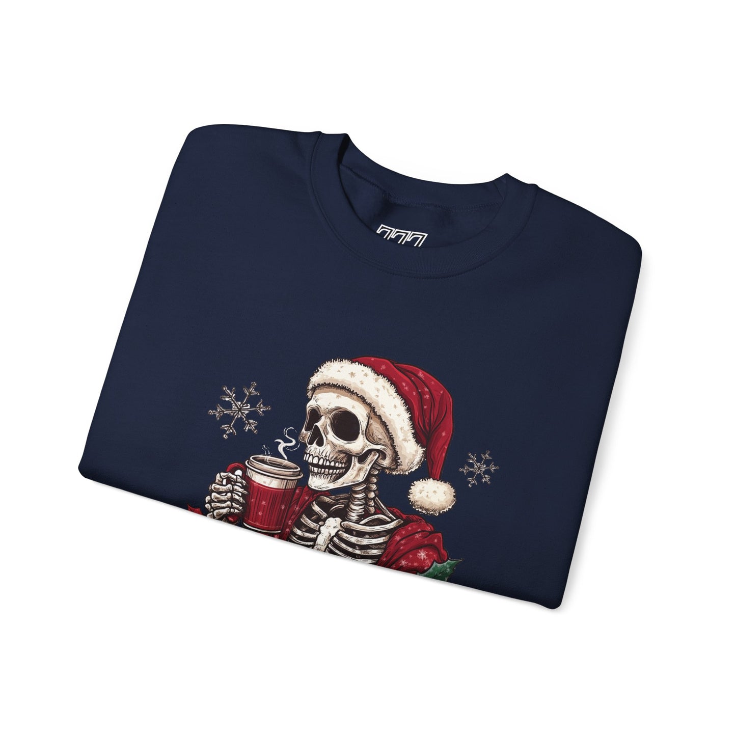 Freezing To Death Skeleton Christmas Crewneck – Funny Holiday Unisex Sweatshirt, Winter Coffee Xmas Pullover