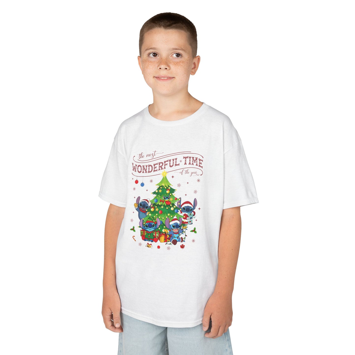 The Most Wonderful Time of the Year Kids Christmas Tee – Cute Holiday Characters Festive Kids Heavy Cotton T-Shirt