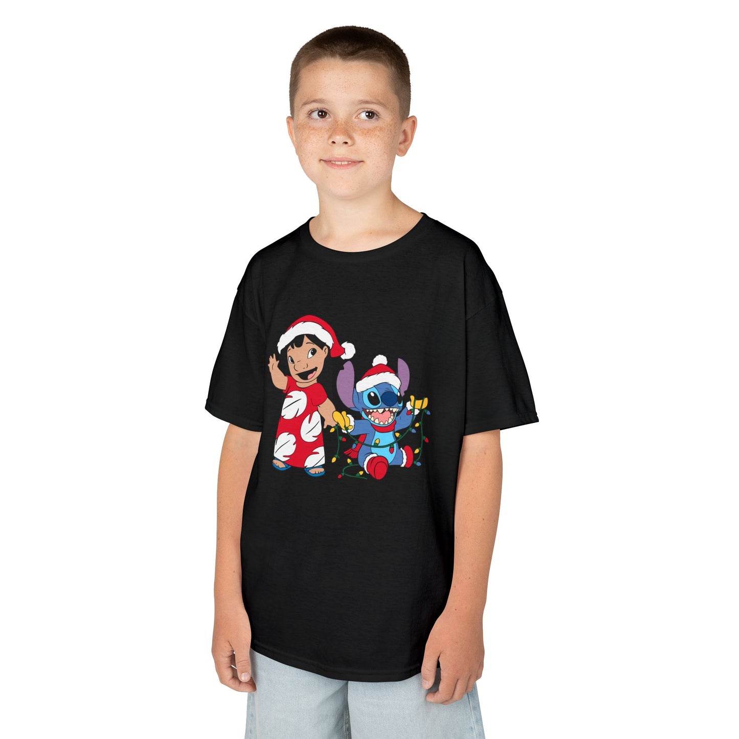 Island Holiday Duo Kids Christmas T-Shirt – Festive Blue Alien & Girl Holiday Tee