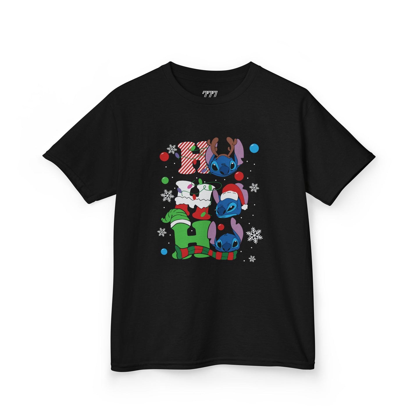 Stacked Stitch Christmas Kids T-Shirt – Cute Holiday Characters Heavy Cotton Tee