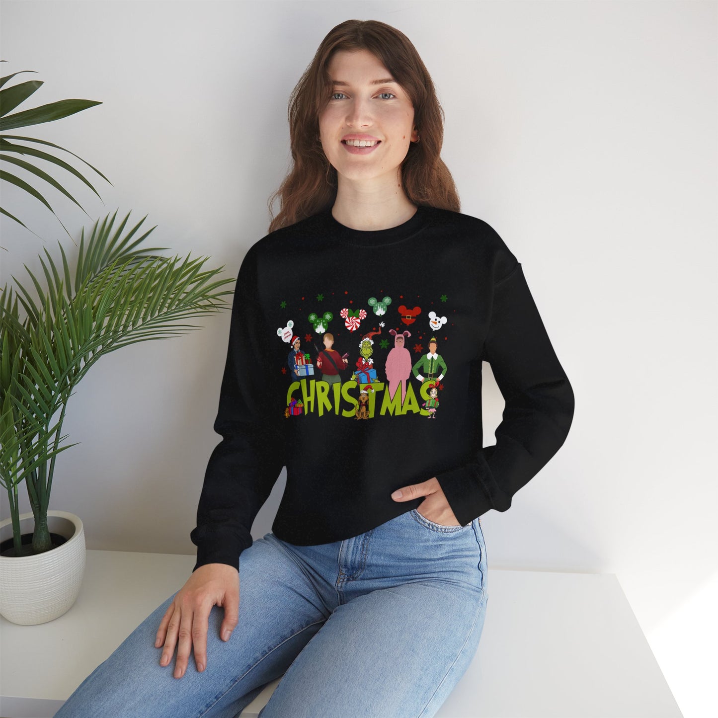 Christmas Character Squad Sweatshirt – Cute Festive Holiday Characters Unisex Heavy Blend Crewneck