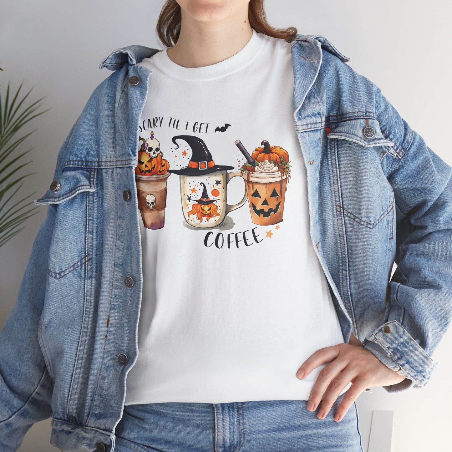 Scary Till I Get My Coffee II Unisex Heavy Cotton T-Shirt