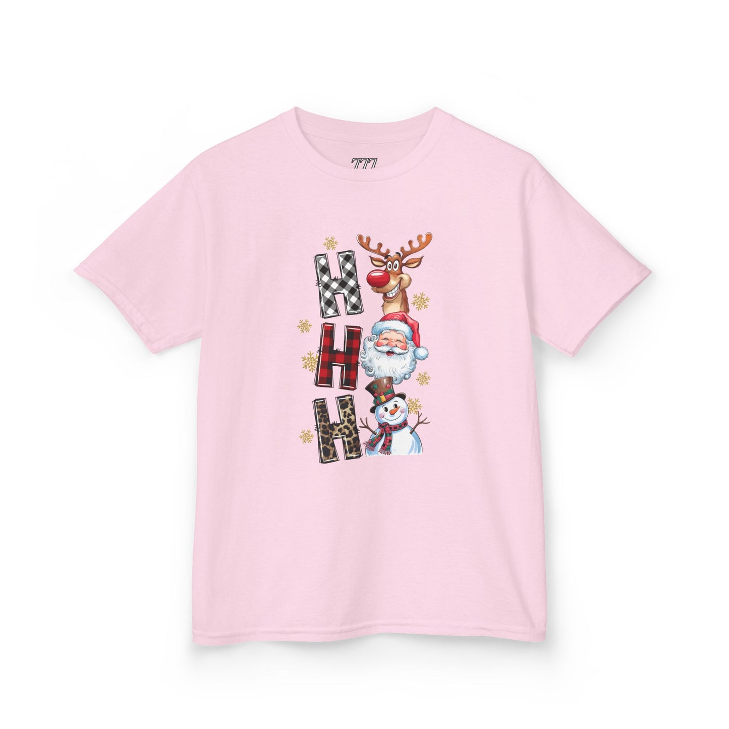 HO HO HO Kids Christmas T-Shirt – Santa, Reindeer & Snowman Holiday Tee